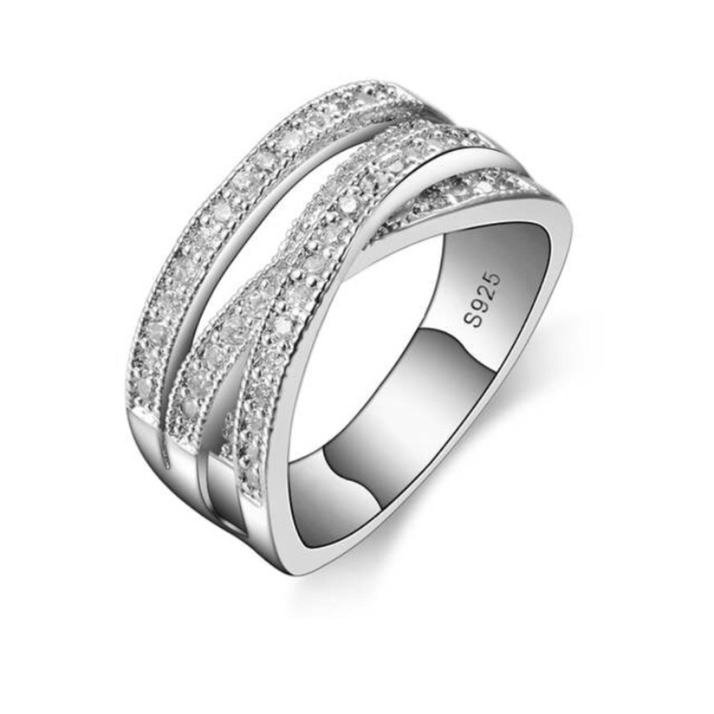 New Sterling Silver 925 Zircon Wedding Ring